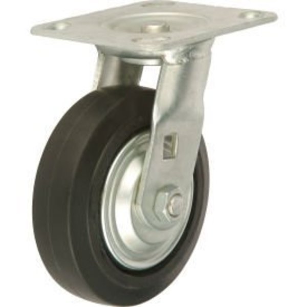 Global Equipment Heavy Duty Swivel Plate Caster 5" Mold-on Rubber Wheel 350 lb. Capacity TP65-5-RCI